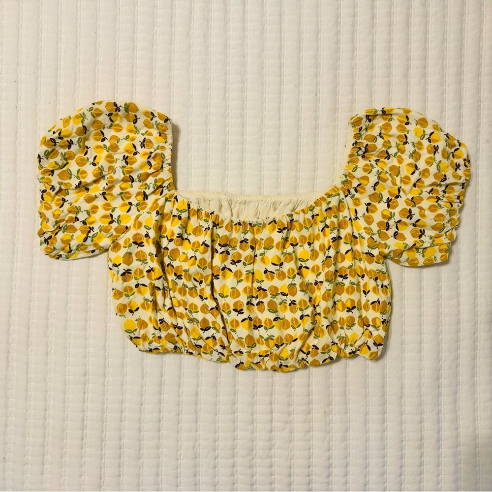 Lemon Puff Sleeve Croptop